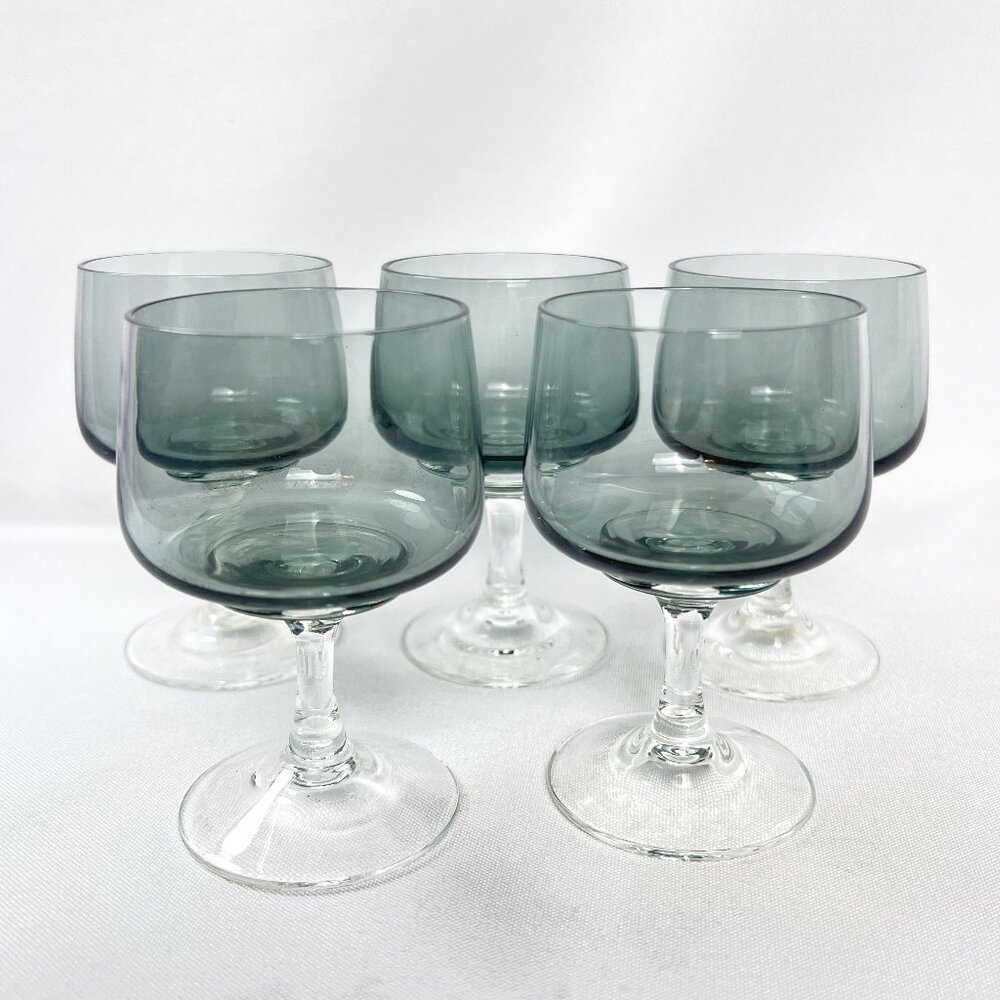 Holmegaard Port Liquor Vintage Glassware 1960s Atlantic Smoke Denmark Set of 5